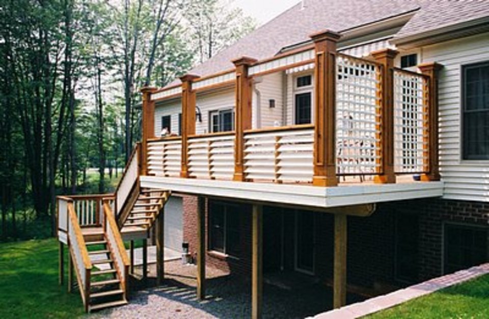 Exterior Elevated Deck With Staircase Design